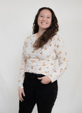 Ivory Floral Rib Long Sleeve Shirt