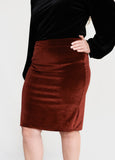 Burgundy Velvet Pencil Skirt