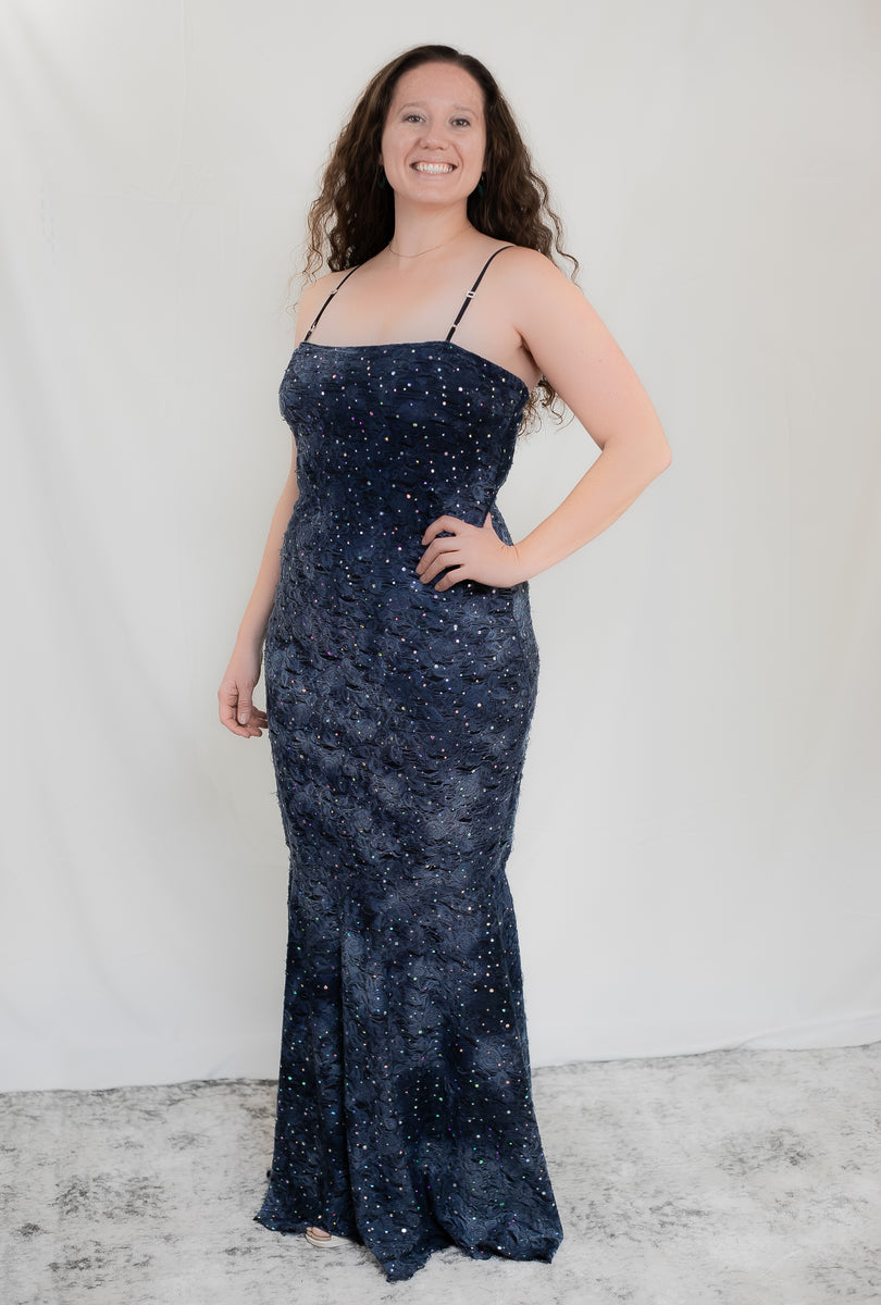 navy blue sequin maxi dress Blue/Black Sparkle Mermaid Large Ruched Detail Color:Chartreuse Celebrity Dress Inspiration Simple Modern wedding dress