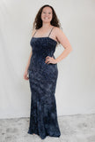 Navy Blue/Black Sparkle Mermaid Maxi Dress