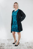 Teal Jacquard Sheath Tank Dress