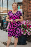 Black and Purple Floral Fit n Flare Dress