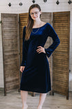 Navy Velvet Sheath Dress