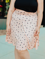 Peach Skirt with Pink and Black Sailboats