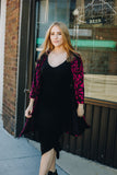 Red and Black Velvet Burnout Duster
