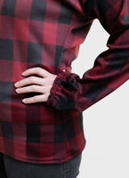 Burgundy Plaid Cowl Neck Dolman Sleeve Shirt