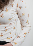 Ivory Floral Rib Long Sleeve Shirt