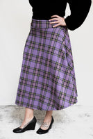 Fit n Flare Purple Plaid Midi Skirt