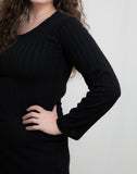 Black Long Sleeve Faux Sweater Dress