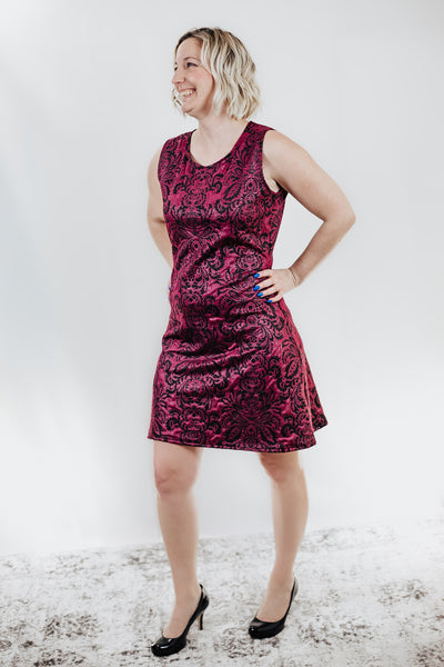 Wine Jacquard Sheath Tank Dress Skirting the Rules Wine Jacquard Sheath Tank Dress Skirting the Rules