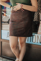 Faux Leather Brown Pencil Skirt