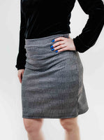 Black, Gray, and Silver Plaid Pencil Skirt