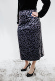 Black Leopard Print Midi Skirt