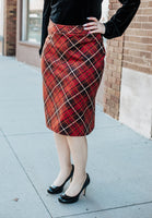 Beige Plaid Cotton-Linen high waisted pencil Skirt | Sumissura