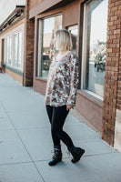 Ivory, Tan, and Gray Camo Loose Fit Tunic Top