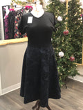 Black Velvet Top Floral Navy Skirt Dress